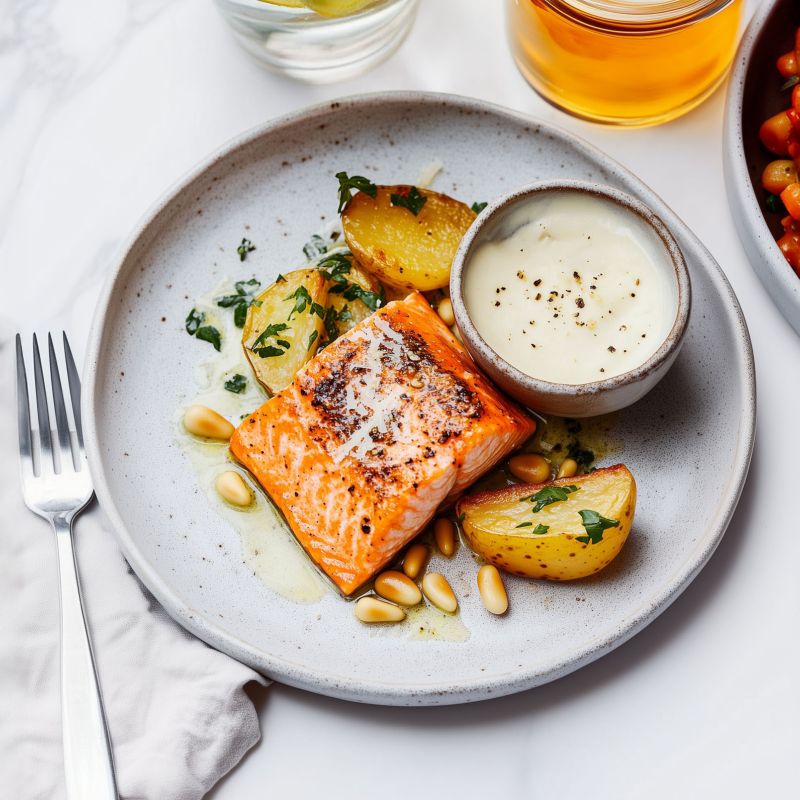 Stekt lax med citronsås
