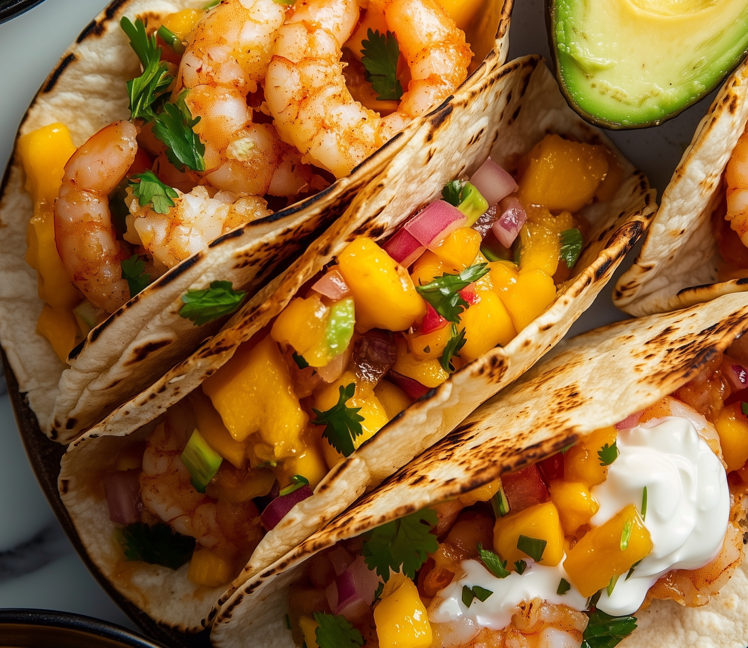Lyxiga räktacos med mango-salsa