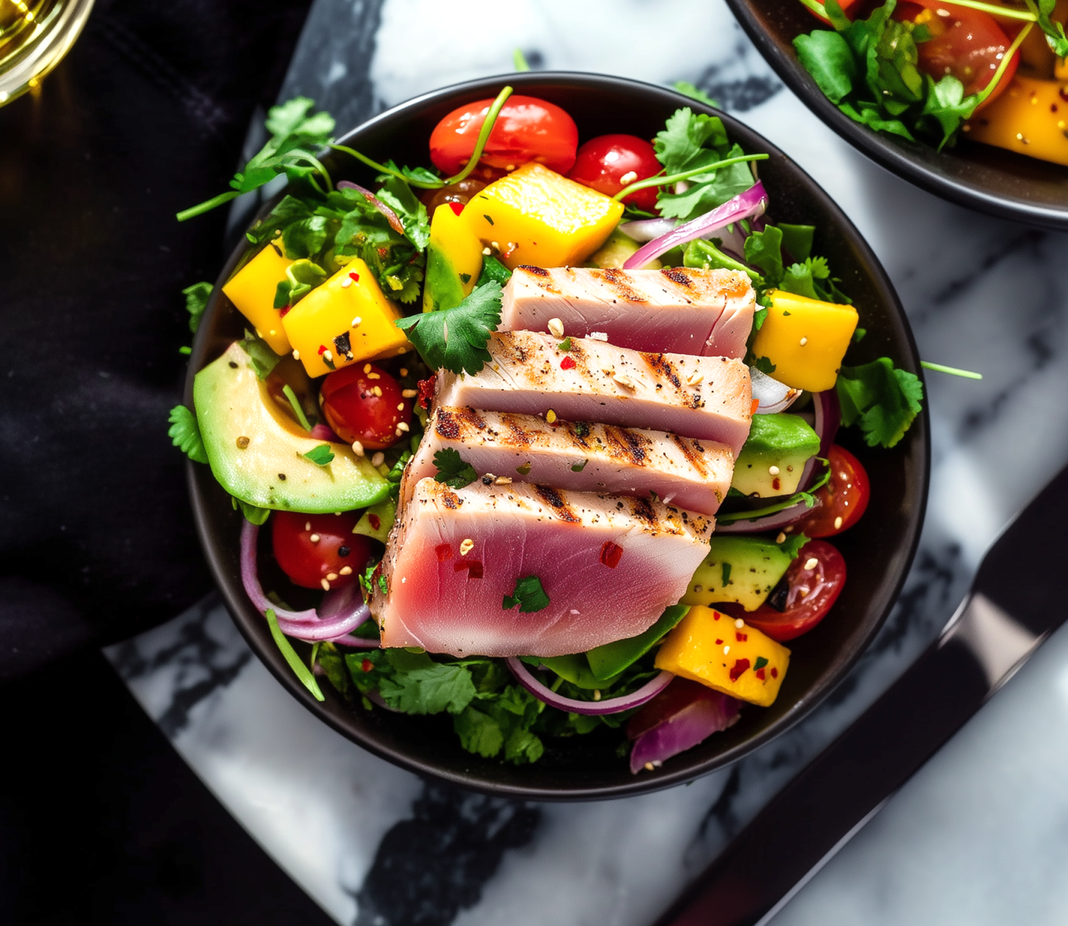 Grillad tonfisk med avokado- och mangosallad