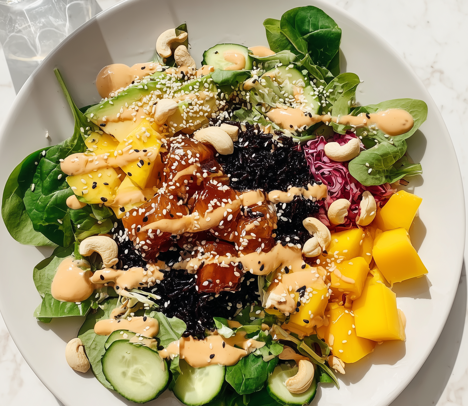 Pokébowl med lax, svart ris & fräscha toppings