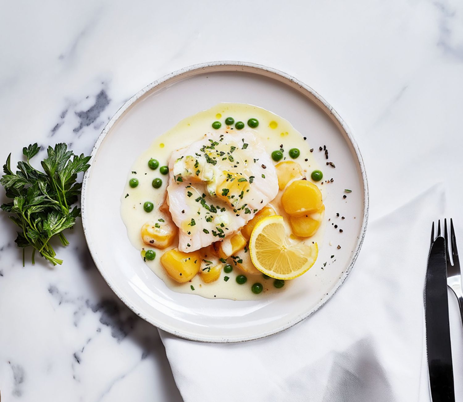 Klassisk torsk med äggsås