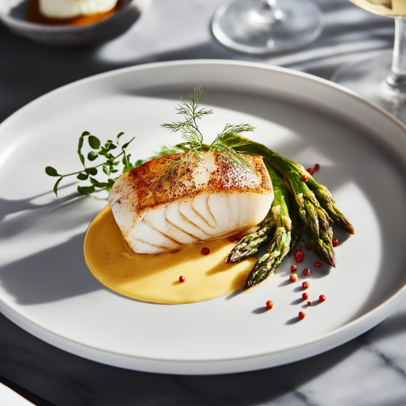 Hälleflundra med sparris