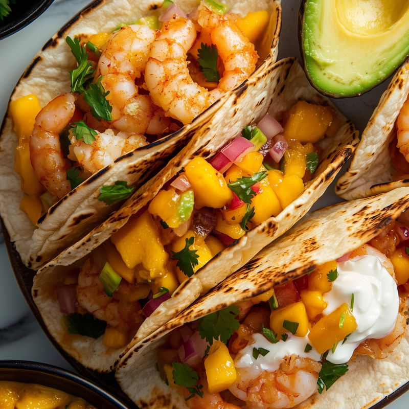 Lyxiga räktacos med mango-salsa